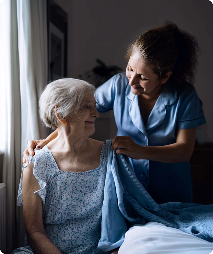 Caregiver with senior